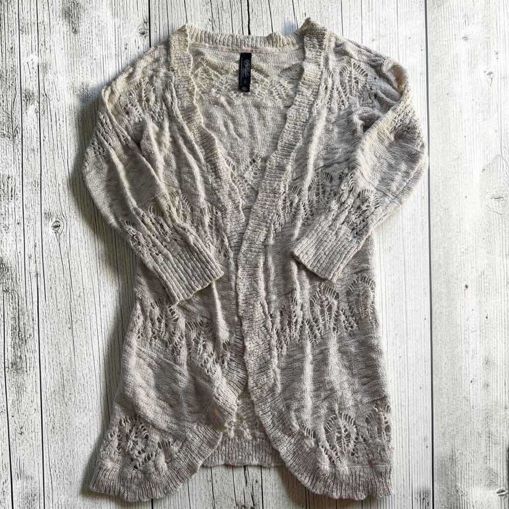 Boho Open Knit Cardigan Cream Women Small Aeropostale Pretty Little Liars